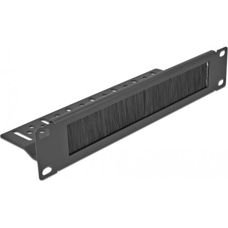Delock Regleta de cepillos para la gestiÃ³n de cables de 10 con fijaciÃ³n de cables 1U negro