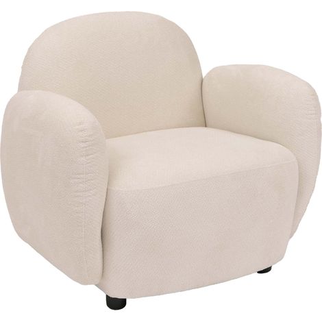 Fauteuil HWC-P33, fauteuil lounge/relax/cocktail Fauteuil rembourré, tissu/textile chenille (330 g/m2) Öko-Tex- crème (1/4)