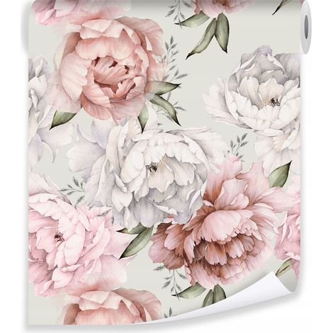 Papier peint fleurs pivoines déco murale chambre salon – rouleau 0,5 x 10 m intissé Wallarena