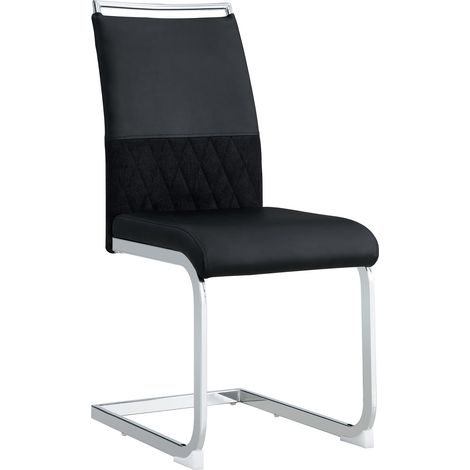Set 4 sedie da pranzo nere in PU e lino con schienale alto imbottito MODENUIT (1/5)