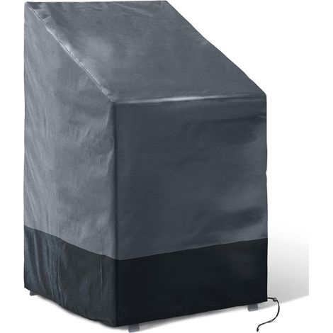 Housse De Protection - 1 Unité - Polyéthylène 120g - Anti-UV Et Aérée - Pour 4 À 6 Chaises Empilables - 70x70x120 Cm Gris Noir (1/5)