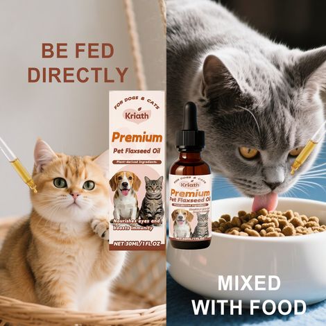 Solution nutritive à l'huile de lin pour animaux de compagnie - Apaise et prend soin des animaux (Convient aux chiens et aux chats) - 30 ml (1/5)