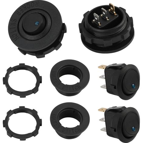 2pcs KCD1-8 12V 20A Blue Round LED Light Switch Waterproof Rocker Switch for Marine Vehicles and Miscellaneous 3 Pin with Housing Ideal for Cars, Boats and Equipment (1/5)