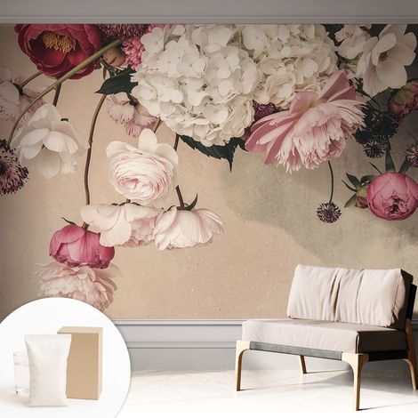 Papier peint avec colle pour décoration moderne de salon chambre à coucher cuisine et bureau Facile Fleurs romantiques 312x219 cm (1/5)