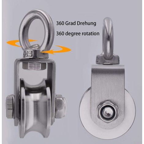 Rope pulley made of stainless steel 304, maximum load 500 kg (1/5)