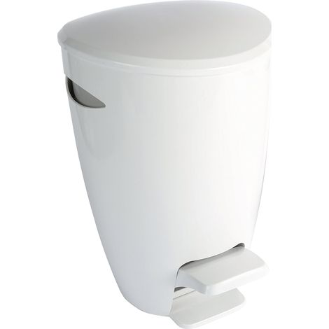 Croydex Plastic Pedal Bathroom Bin White & Grey, Waste Rubbish Bin, 5L Capacity (1/5)