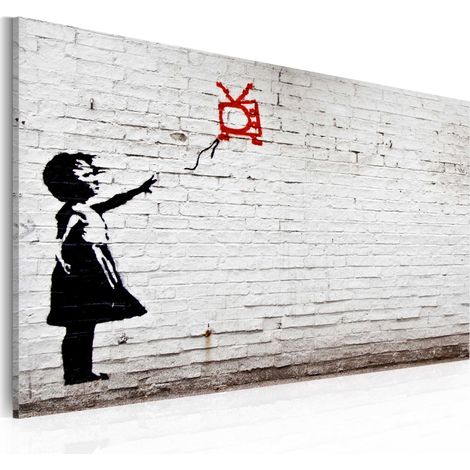 Quadro - Bambina con televisore (Banksy) - 60x40 (1/4)