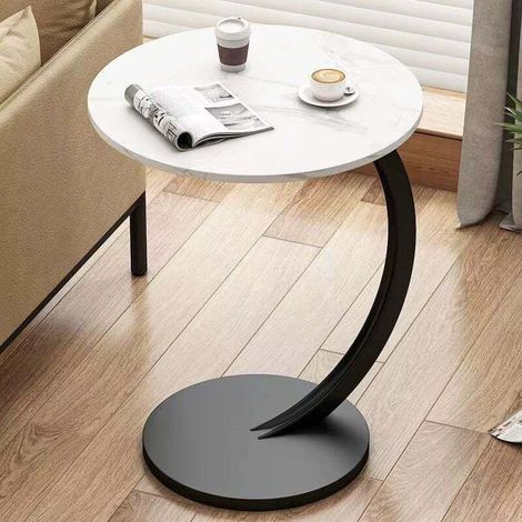 Side Coffee Table 60x40 cm White and Black for Living Room Bedroom Office Balcony Easy Assembly (1/4)