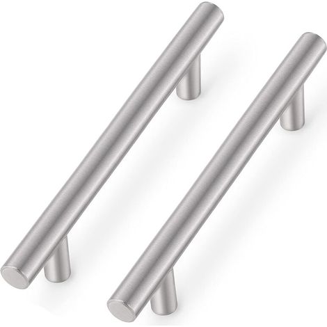 Lot de 5 poignées de porte d'armoire en acier inoxydable nickelé brossé de 12 mm de diamètre pour tiroirs et placards (1/5)