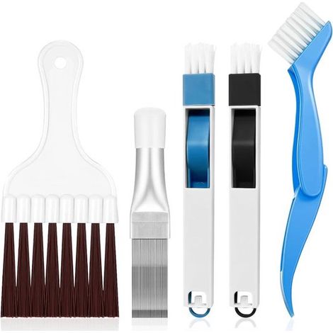 Set completo di 5 pezzi per la pulizia di auto e climatizzatori: spazzole multifunzionali per bocchette di ventilazione, fessure e interni. (1/5)