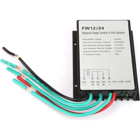 Wind Turbine Generator Charge Controller Automatic Wind Turbine Generator Charge Regulator FW12/24 12/24V 300W/600W Waterproof IP67 (1/5)