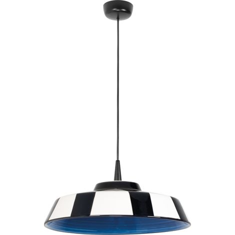 Circus Suspension Led Au Design Artisanal En Céramique Bleue 8W 3000K Diamètre 35 Cm Avec Diffuseur Décoré À Rayures Fabriqué En Italie Modulaire (1/5)