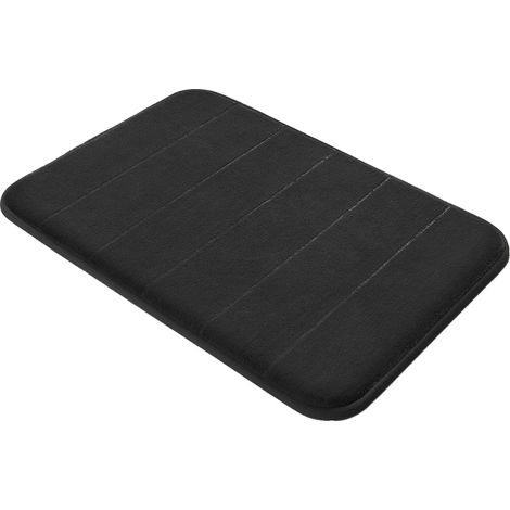 Tapis de bain Yimobra en mousse à mémoire de forme, doux et confortable, ultra-absorbant, antidérapant, épais, lavable en machine, séchage rapide, pour salle de bain (gris, 61 x 43 cm), noir