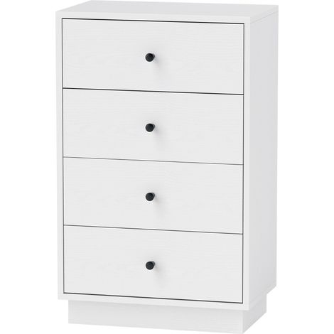 Comodino cassettiera in legno ingegnerizzato con 4 cassetti bianco 47 x 29 x 75 cm (1/5)