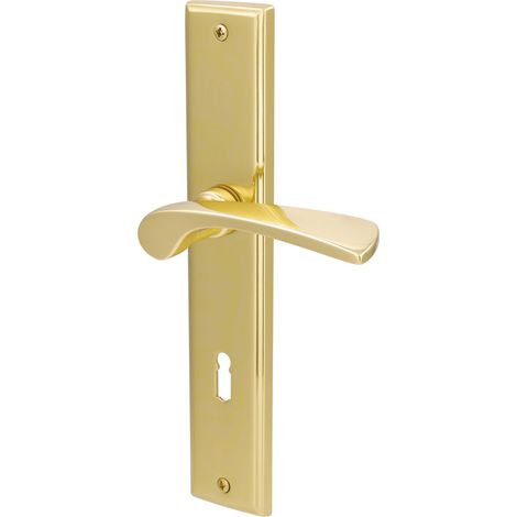 Alpertec BB-Langschildgarnitur Nelson Messing gold eckig Beschläge (1/2)
