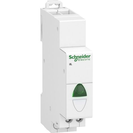 Schneider A9E18321 Modular Green LED Indicator Light - Voltage 110 to 230 VAC - DIN rail mounting