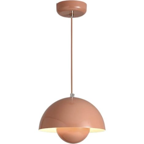 LED-Pendelleuchte, kugelförmige Deckenleuchte, Hängelampe aus Metall im modernen Stil für Wohnzimmer, Schlafzimmer, Esszimmer, Kücheninsel, 10"/25 cm, Macaron-Pink, weißes Licht