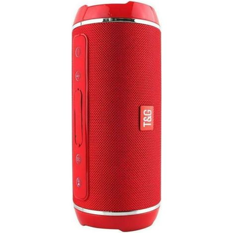 Enceinte Bluetooth sans fil 40 W étanche, stéréo, basses profondes, lecteur MP3 portable USB/TF/AUX, couleur rouge.
