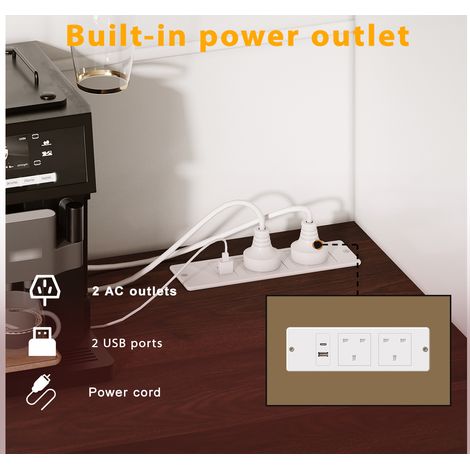 armoire de cuisine équipée d’connecteurs USB et de prises électriques. Armoire latérale avec 4 portes et 3 tiroirs. Meuble de rangement doté d’un éclairage LED. meuble de rangement… En blanc, dimensio (1/5)