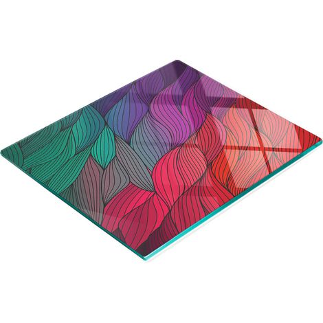 Tablero de vidrio elegante y duradero con estampado de olas abstractas de 60x52 cm.