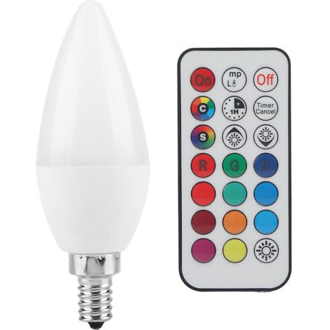 Ampoule LED Multicolore 3W Changement de Couleur avec Réglage Remote Spécification 85-265V 11cm Lumière Chaude RGB Fantaisie