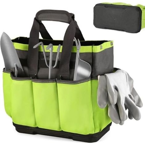Sac à outils de jardinage, fond en plastique imperméable, sac de jardinage à 8 poches, étui de jardinage Oxford, support pour sac à outils de jardinage intérieur et extérieur (outils non inclus). (1/5)