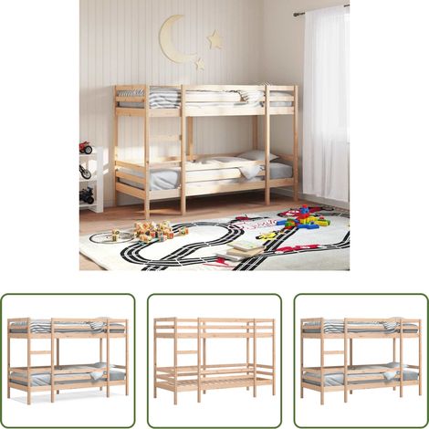 Hochbett Kiefer - Etagenbett ohne Matratze 90x200 cm Massivholz Kiefer (1/5)