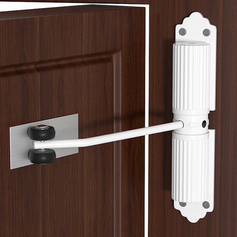 Chiudiporta con forza di chiusura regolabile, con viti e asta di regolazione, adatto per casa, camera da letto e ufficio (bianco) (1/5)