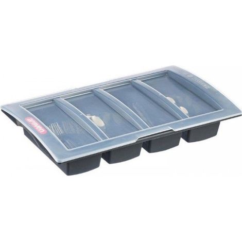 Range-couverts avec couvercle 4 compartiments, gris foncé (1/2)