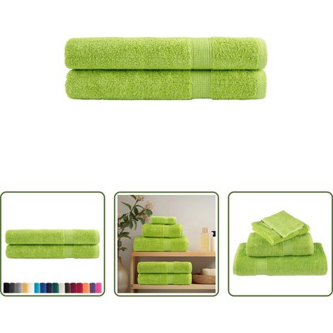 Baumwolle - Premium-Handtücher SOLUND 2 Stk. Apfelgrün 100x200 cm 600 g/m² (1/5)