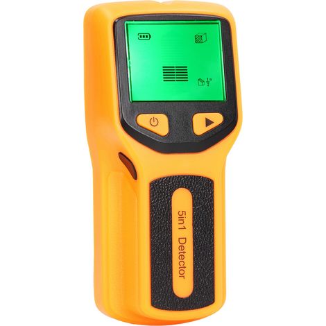 Détecteur de montants muraux 5 en 1 avec écran LCD HD, pour bois, fil électrique et bord central, jaune (1/5)