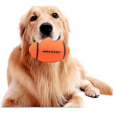 Jouet pour chien professionnel en caoutchouc (1 pièce) : balle ovale amusante et couineuse, accessoire d'entraînement interactif pour enfants. (1/5)