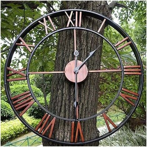 Gartenuhr, Wanduhr für den Außenbereich, Große Gartenuhr mit römischen Ziffern, Gartenuhr aus Eisen, 40 cm/16 Zoll (1/4)