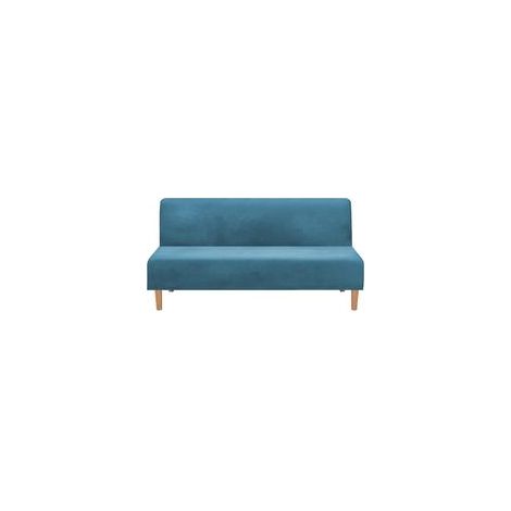 Armloser, wandelbarer Sofabezug aus Stretch-Samt, dick, weich, bequem, für Schlafsofas und Klappsofas (dicker Samt, Pfauenblau)