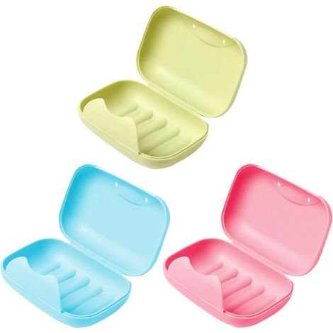 de 4 grands porte savons avec couvercle couleurs vert bleu (1/5)