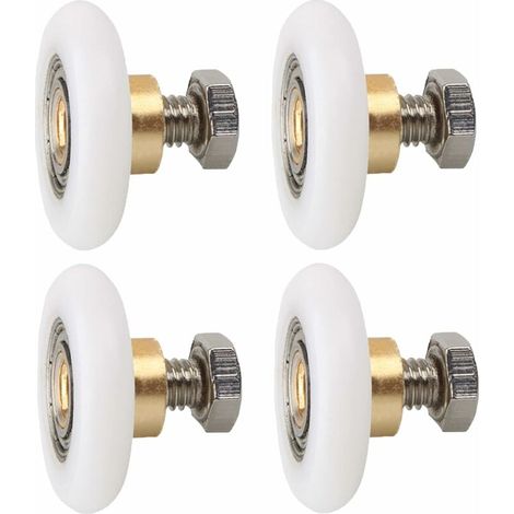 4 Stück Duschtürrollen 23 mm, Ersatzräder für Duschtüren, Ersatzrollen für gerillte Duschtüren mit Schraubendurchmesser (1/5)