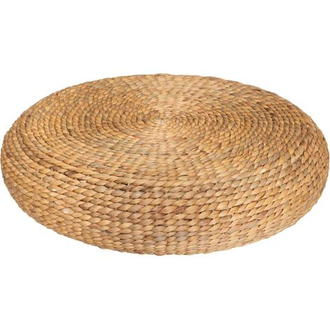 Atmosphera – Pouf rond en jacinthe d'eau tressée 55 cm – Assise d'appoint légère et superposable – Pour intérieur bohème et naturel