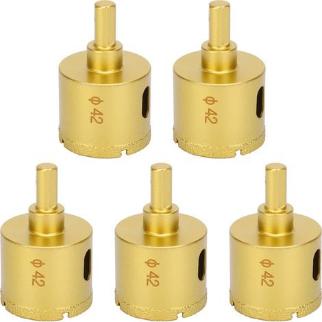 5 Pièces Scie Cloche Diamant 42mm pour Marbre, Céramique, Verre et Pierre (1/5)