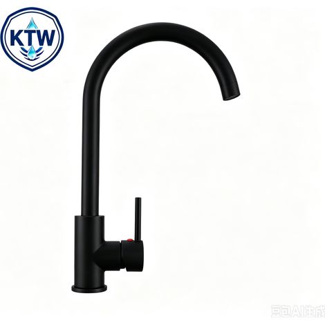 3 Wege Osmose Küchenarmatur KTW‑zugelassen Zink‑Messing Hochdruck Wasserfilteranschluss Trinkwasser küchenmischer Matt Schwarz (1/5)