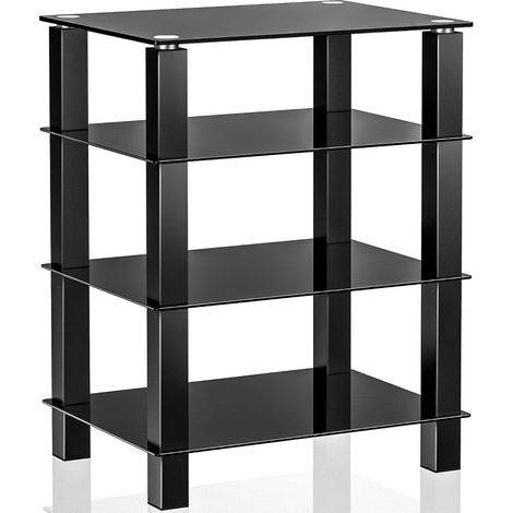 FITUEYES TV Rack HiFi Regal Audio Schrank Glas und Alu 600x455x770mm (1/5)