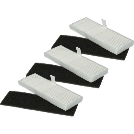 vhbw Set filtros compatible con Laresar Mars01, L6 Nex, L6 Pro robot aspirador - 6x filtro repuesto (filtro de espuma, filtro de polvo fino)