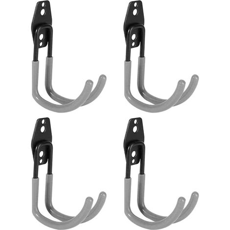 Un ensemble de quatre grands crochets de garage en acier pour ranger les outils électriques, les supports à outils et les objets encombrants. (1/5)