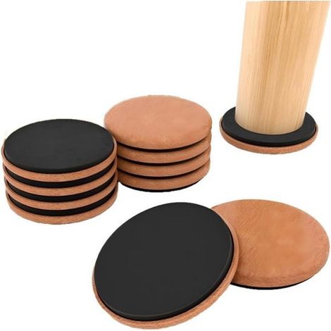 16 Patins de déménagement M 120 x 18 mm, plats avec dessous en feutre, résistants aux rayures et insonorisants, ronds, pour déplacer facilement et rapidement les meubles lourds. (1/5)