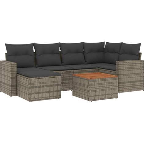 Maison Exclusive - 7-tlg. Garten-Sofagarnitur mit Kissen Grau Pol (1/5)