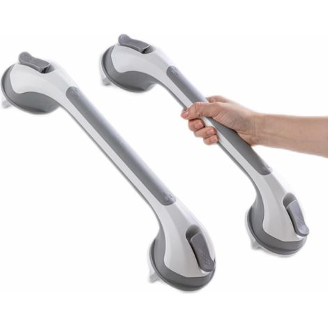 Lot de 2 barres d'appui pour douche et baignoire à ventouses, détachables, sans perçage, sécurisées pour seniors, couleur grise. (1/5)