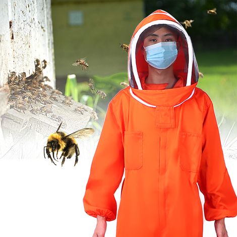 Combinaison d'apiculteur orange une pièce, vêtements de protection pour l'apiculture, équipement apicole (XXL) (1/5)