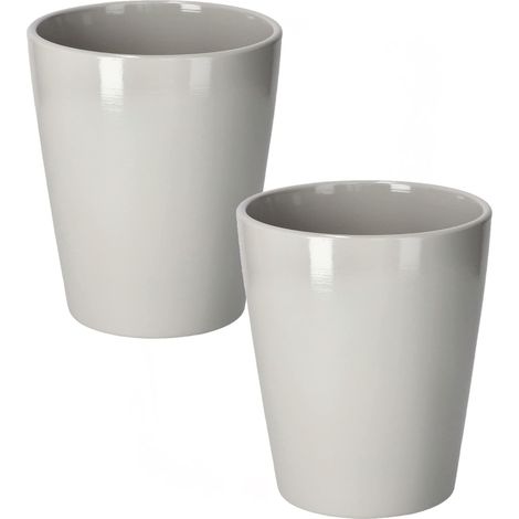 KOTARBAU Lot de 2 pots de fleurs en céramique pour orchidées Hauteur 150 mm Diamètre 120 mm Gris (1/5)
