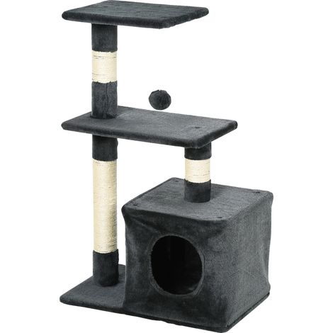 Arbre à chat, bois durable, design multi-niveaux, Gris (1/2)