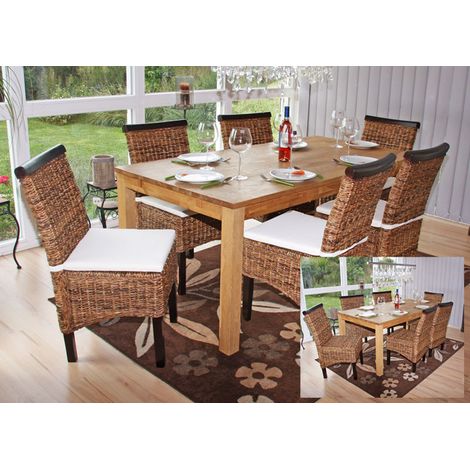 Lot de 6 chaises M45, banane tressée, 47x54x93cn, pieds foncés, avec coussin (1/4)