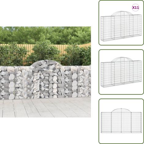 Gabionen mit Hochbogen 11Stk. 200x30x100/120cm Verzinktes Eisen - Gabionen - Gartenzaun - Gartendekoration - Eisen - Stahl (1/5)